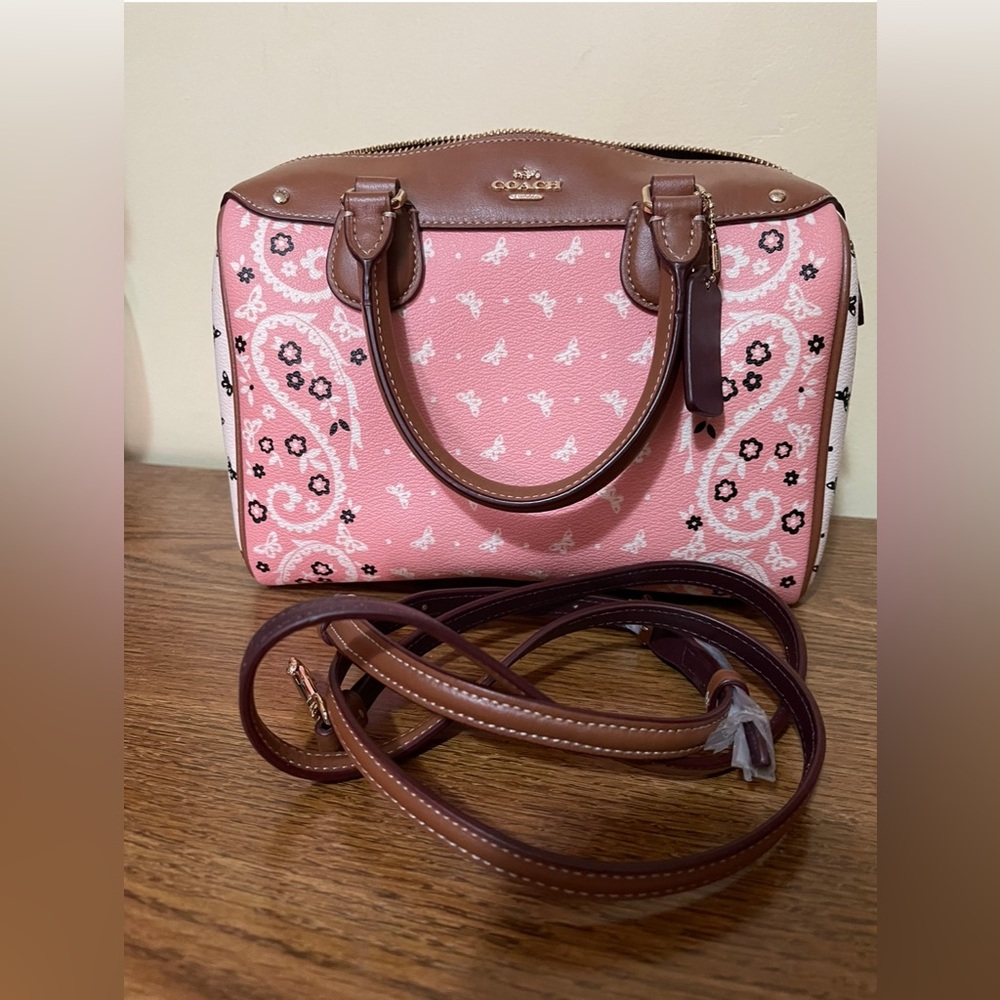 Coach Butterfly Bandana Print Bennett Satchel - Picture 4 of 14